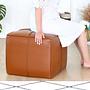 Stool Faux Leather Light Brown 2