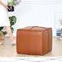 Stool Faux Leather Light Brown 4