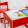 Children's table set of 2 MDF Red White 6