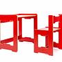 Children's table set of 2 MDF Red White 9