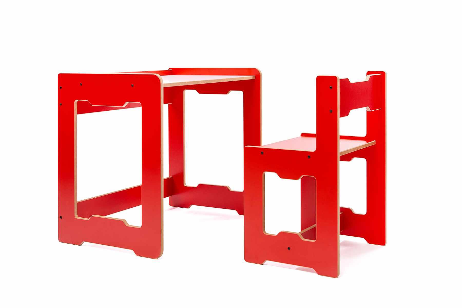 Children's table set of 2 MDF Red White 9