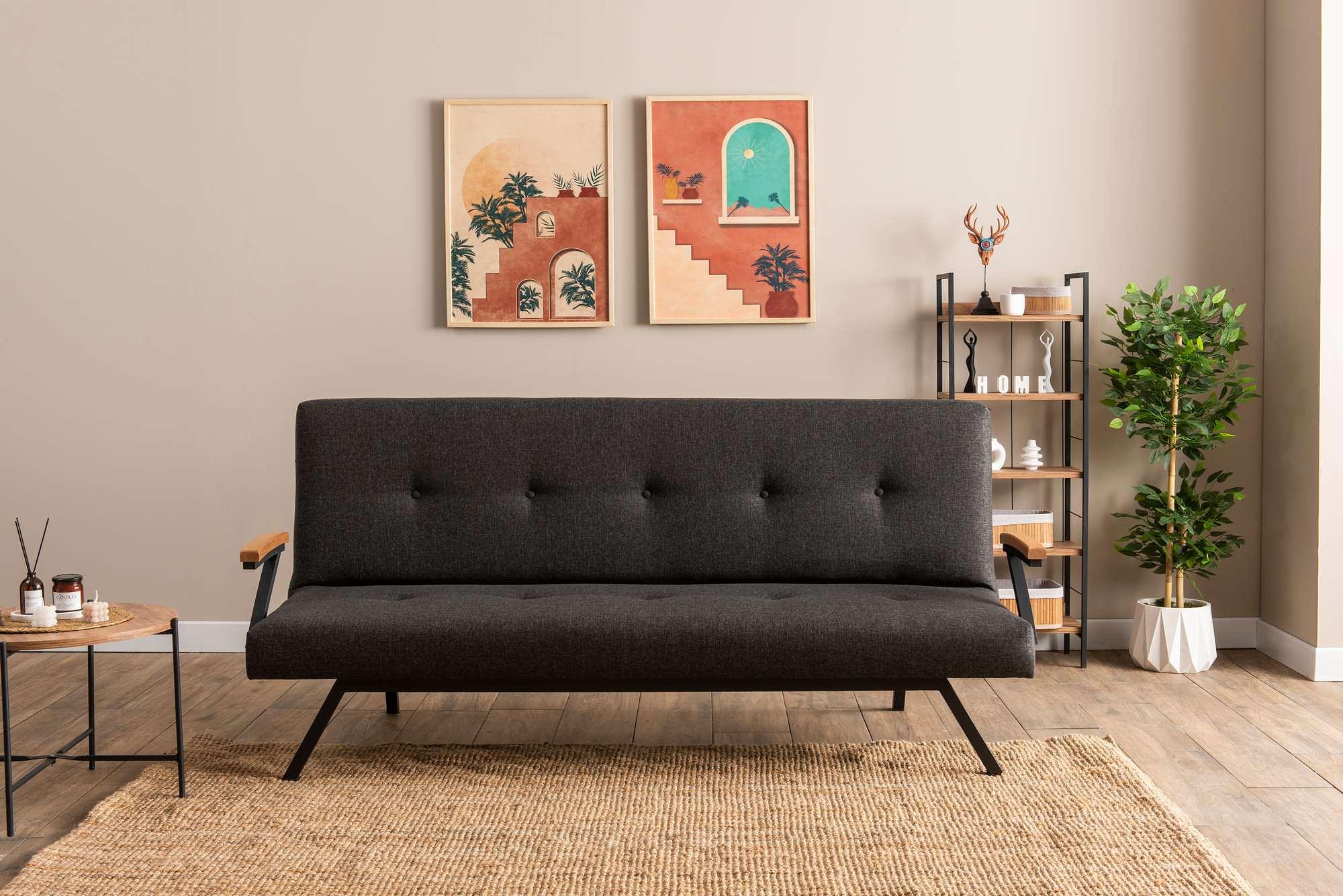 Zven 3-Seater Sofa Bed Dark Grey 2