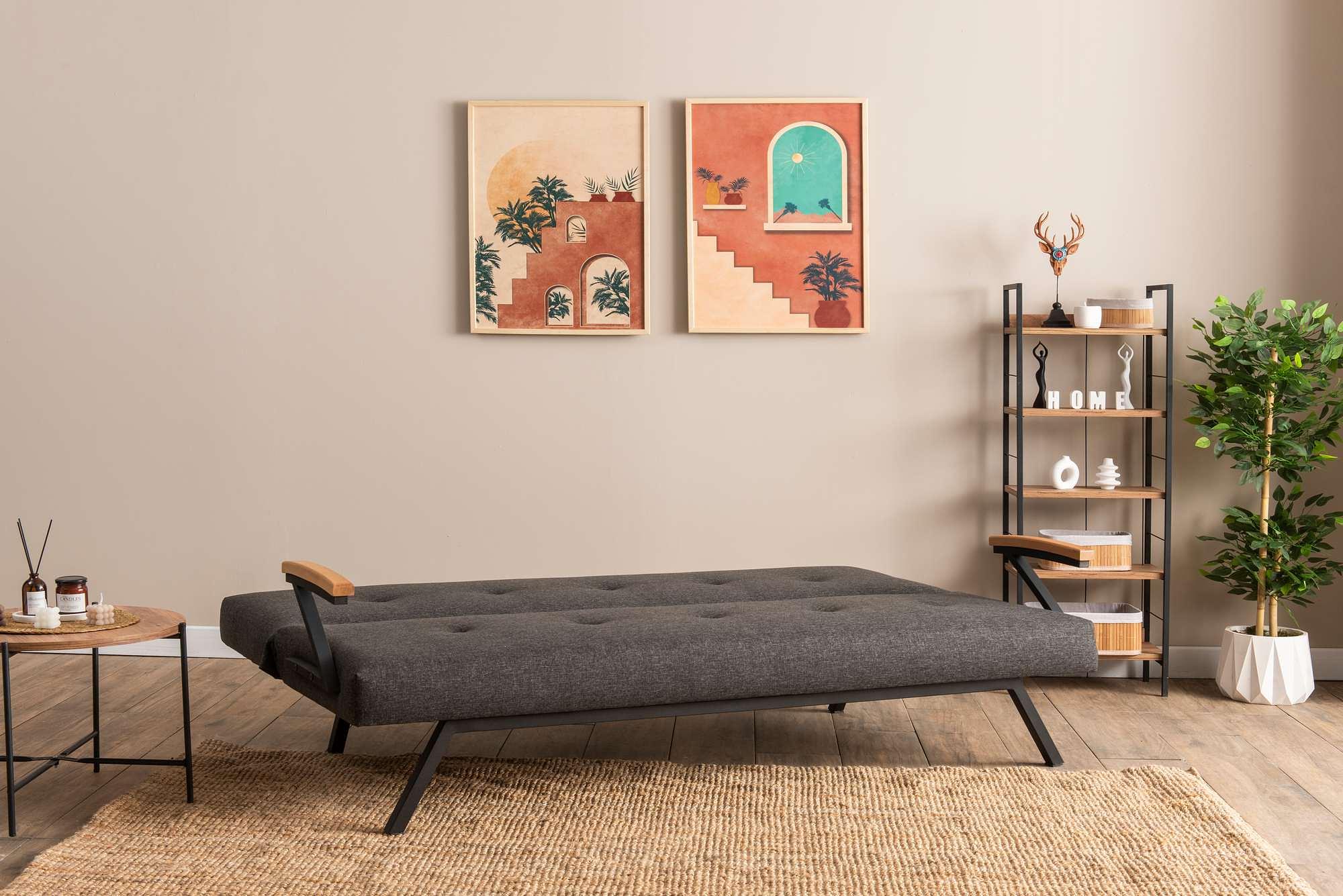 Zven 3-Seater Sofa Bed Dark Grey 3