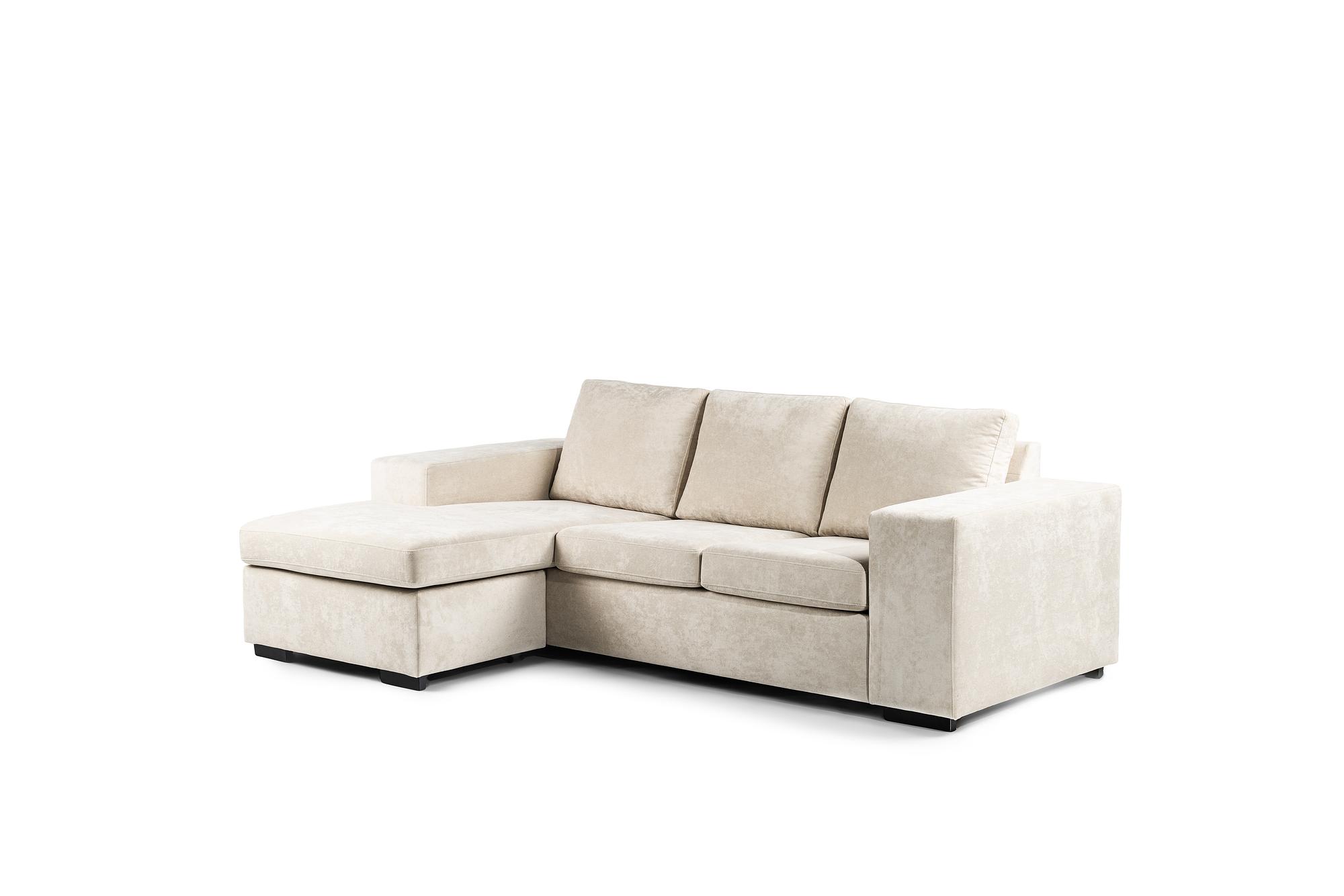 Sofa 3-Sitzer Chaiselongue Links Rechts Stoff Weiß 4