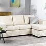 Sofa 3-Seater Chaise Longue Left Right Fabric White 9