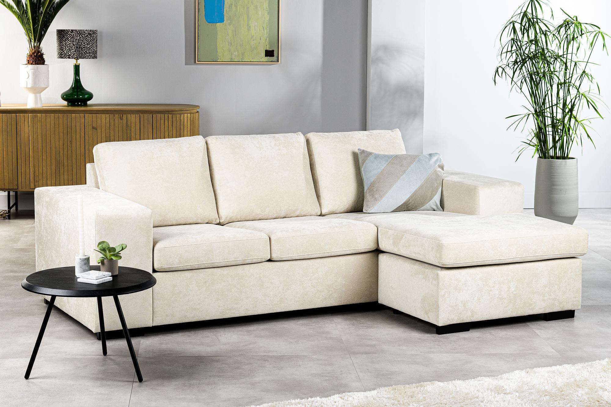 Sofa 3-Seater Chaise Longue Left Right Fabric White 9