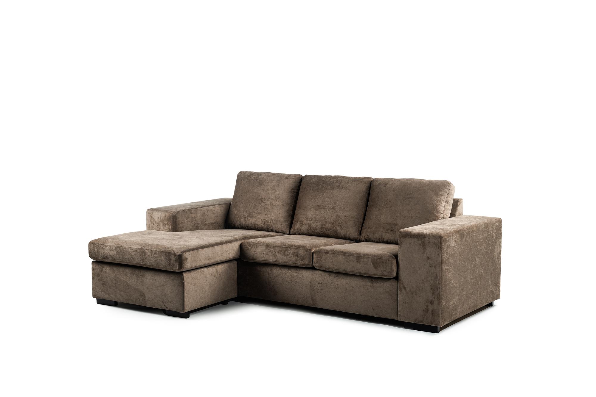 Sofa 3-Seater Chaiselongue Left Fabric Brown 4