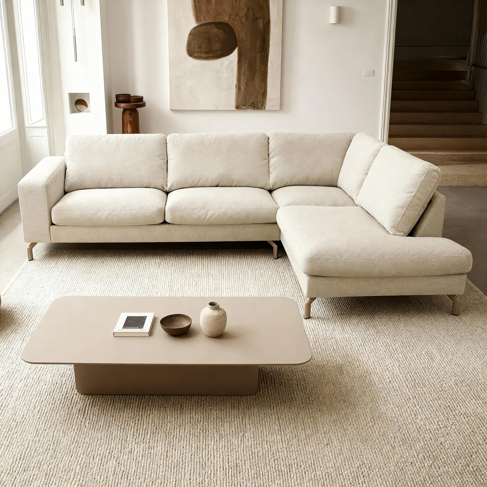 Ecksofa Gwen 3-Sitzer Rechts Creme 0