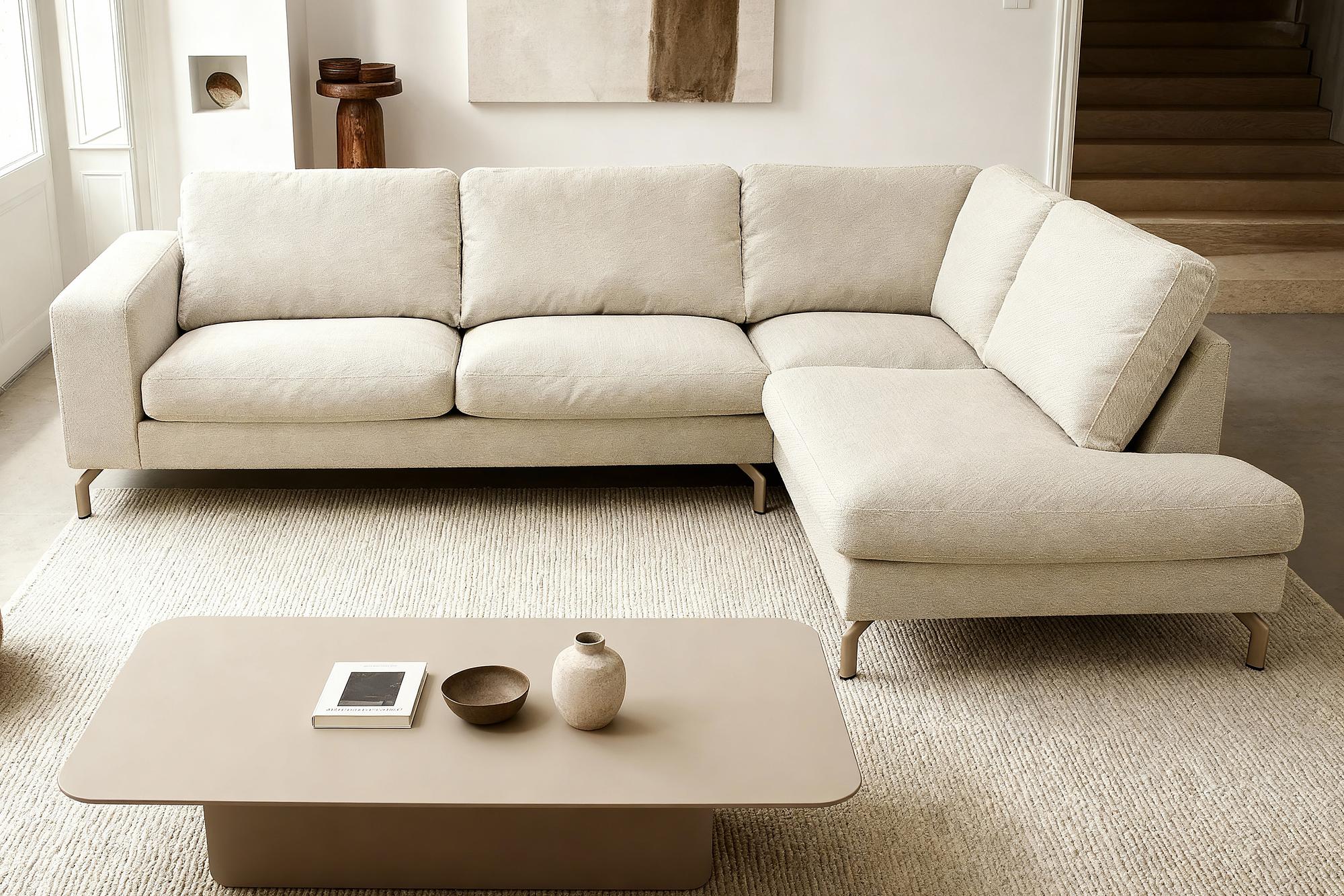 Ecksofa Gwen 3-Sitzer Rechts Creme 6