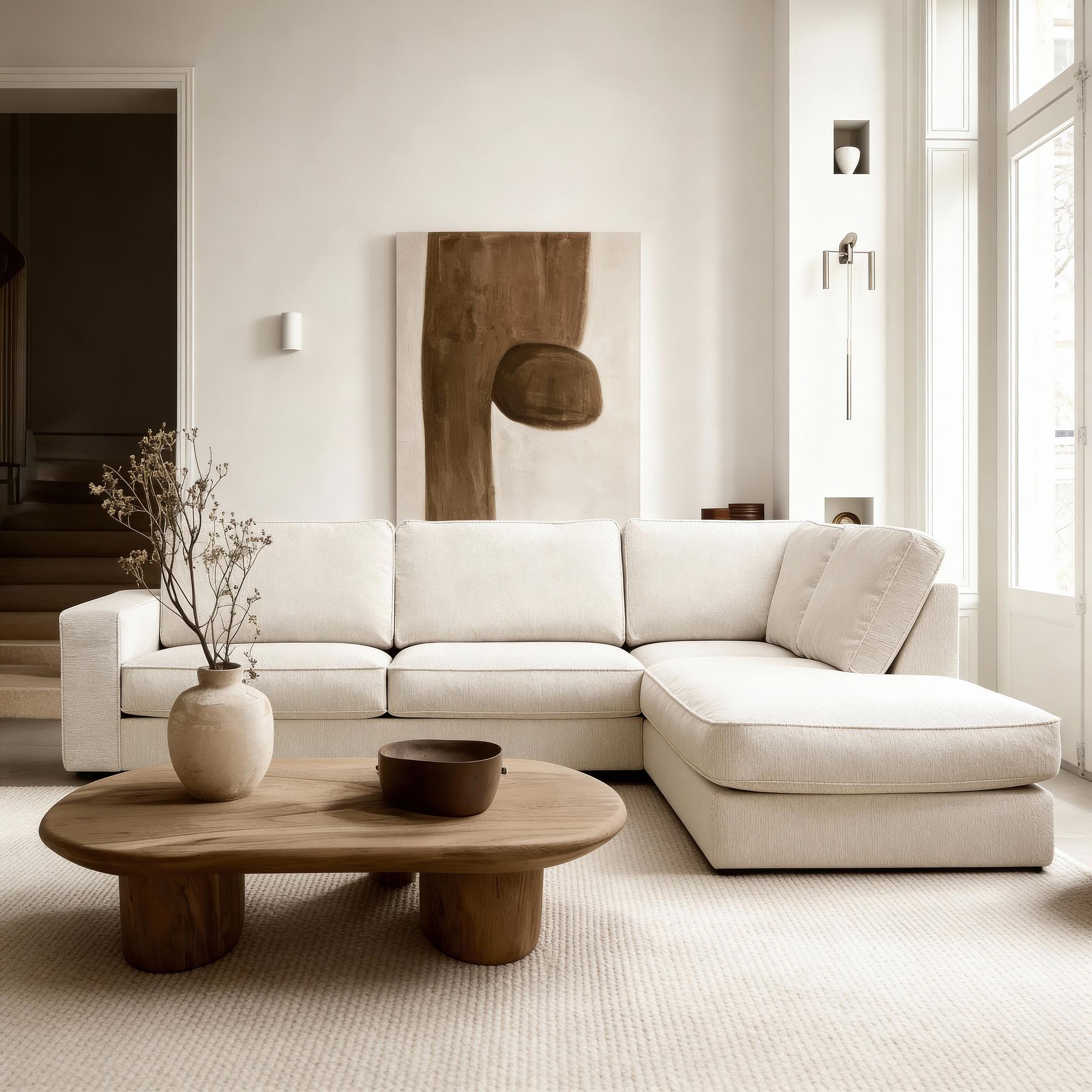 Corner Sofa Easton Right 3-Seater White 0