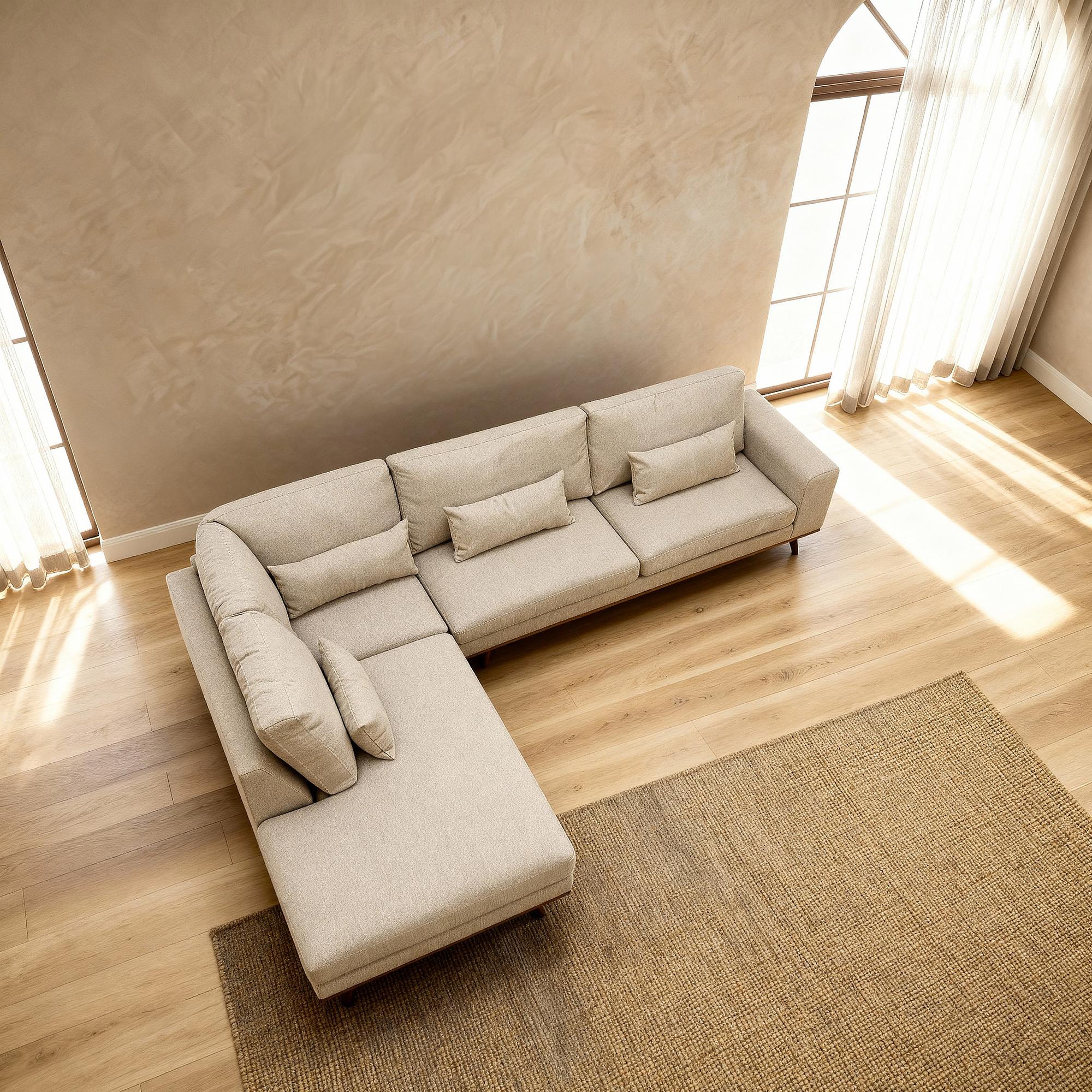 Ecksofa Paloma 3-Sitzer Links Stoff Beige 2