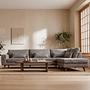 Corner Sofa Paloma 3-Seater Right Fabric Brown 0