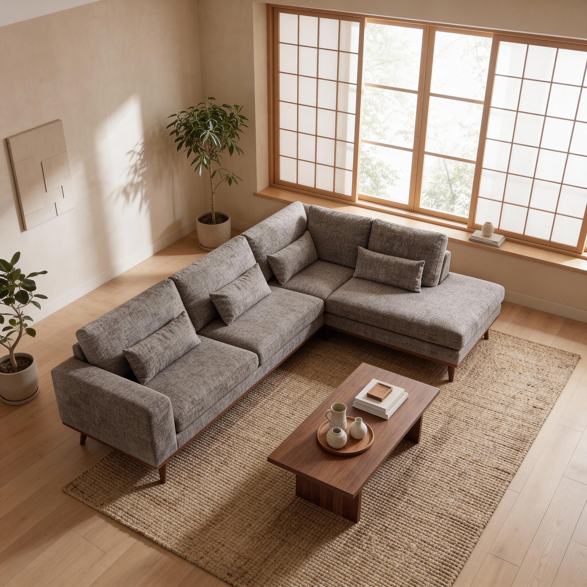 Ecksofa Paloma 3-Sitzer Rechts Stoff Braun 2