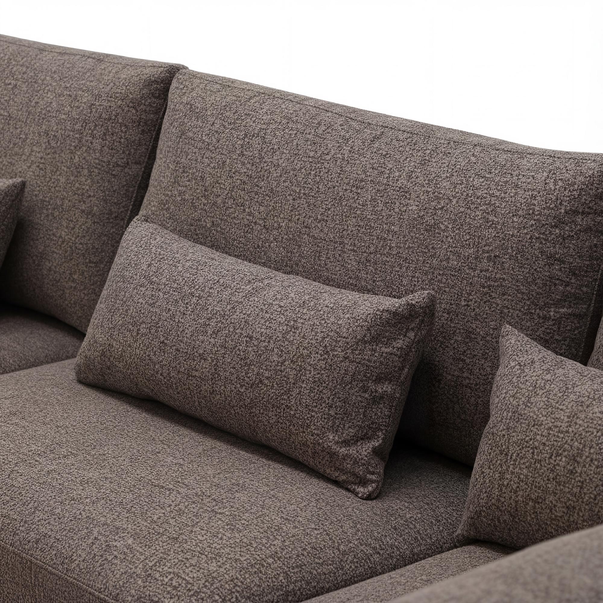 Corner Sofa Paloma 3-Seater Right Fabric Brown 5
