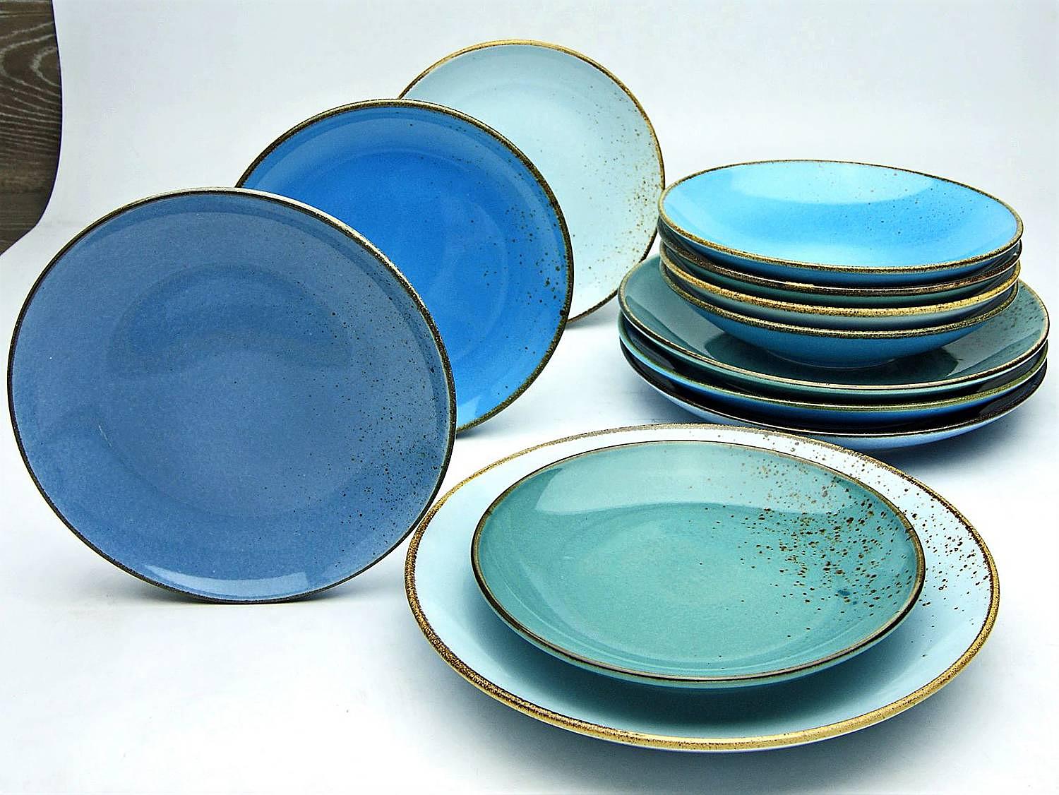 Dinner service Nature Collection set of 12 stoneware Aqua 4