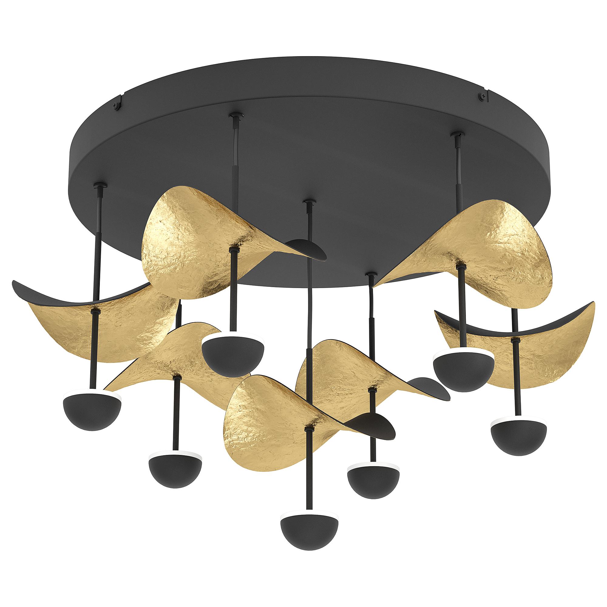 LED Ceiling Light Dracera 7-Light Steel Black Gold 4