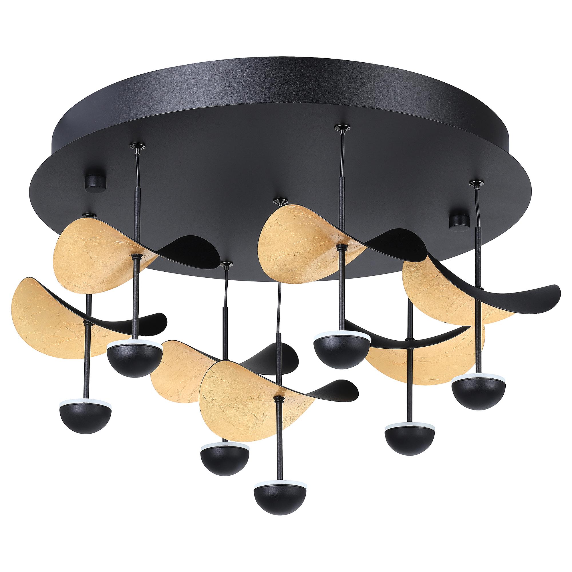LED Ceiling Light Dracera 7-Light Steel Black Gold 3