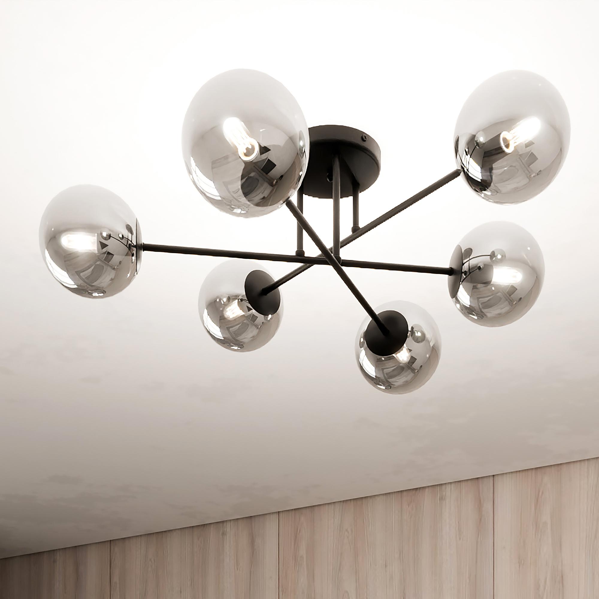 Ceiling light Brendi TypeB steel smoked glass glass black 0
