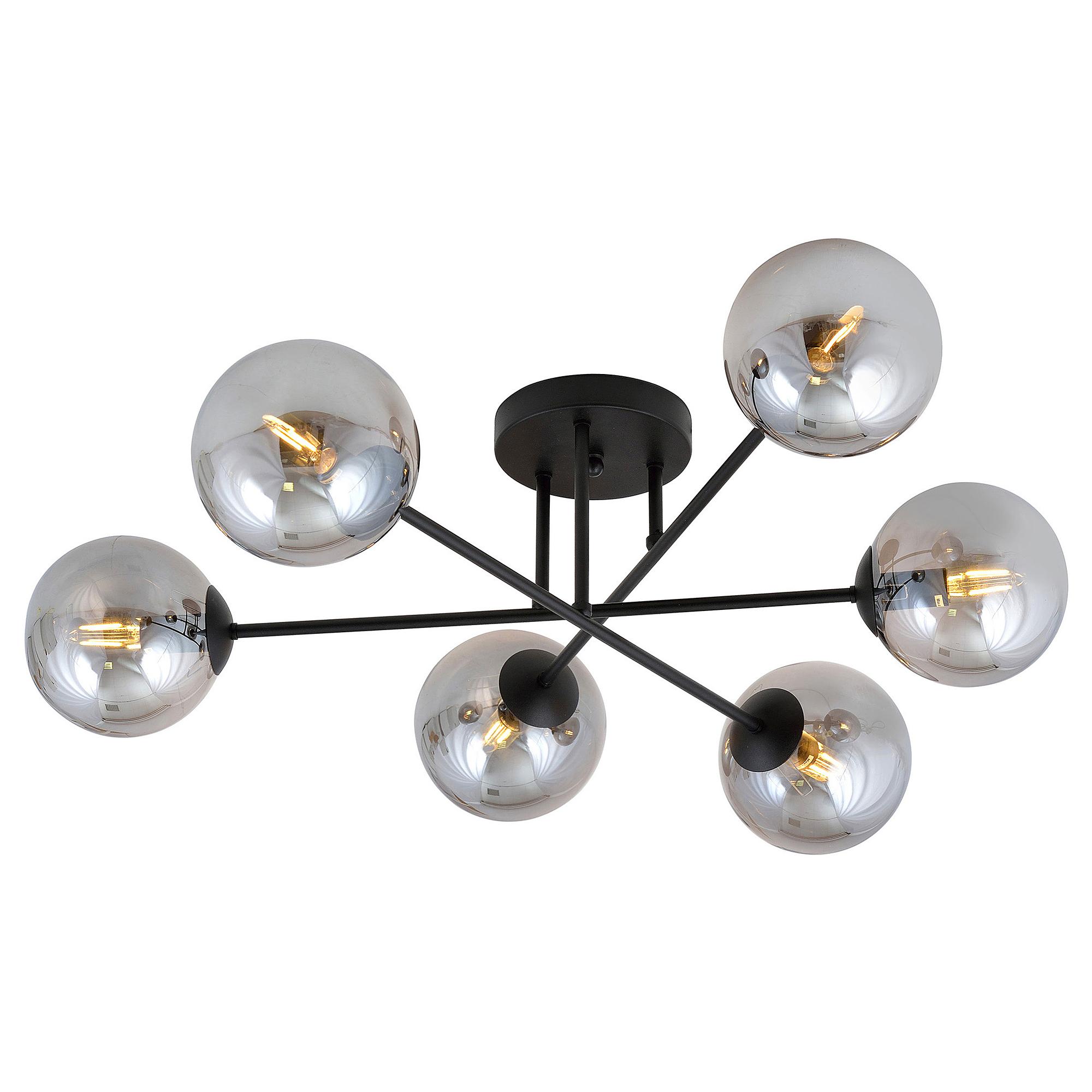 Ceiling light Brendi TypeB steel smoked glass glass black 4