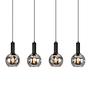 4-Light Ardeno Pendant Light Cast Iron Smoked Glass Black 3