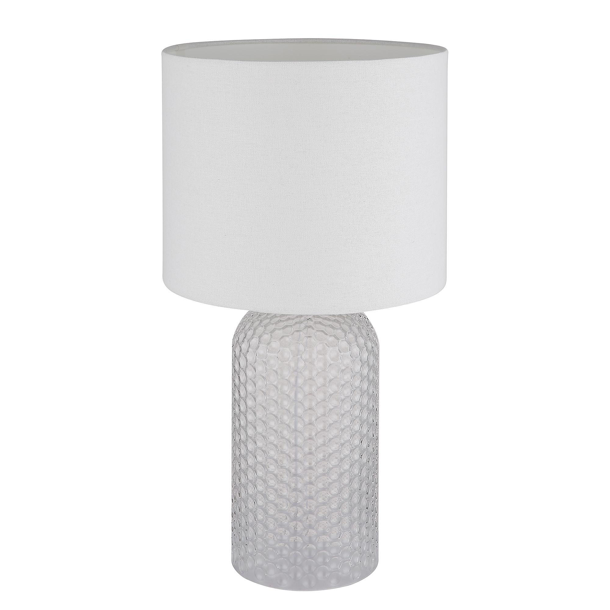 1-Light Sofia Table Lamp Textured Fabric Colored Glass White 4