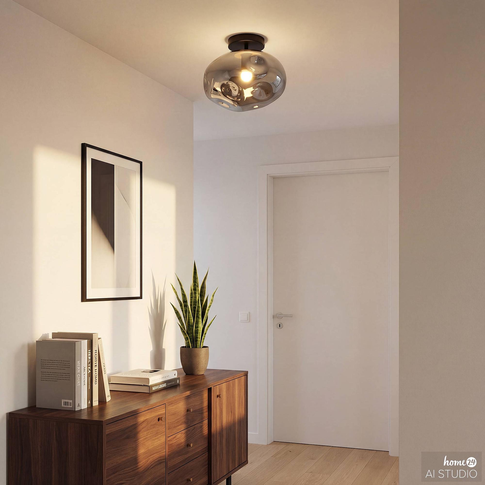 1-Light Wello Ceiling Lamp Smoked Glass Iron Grey 3