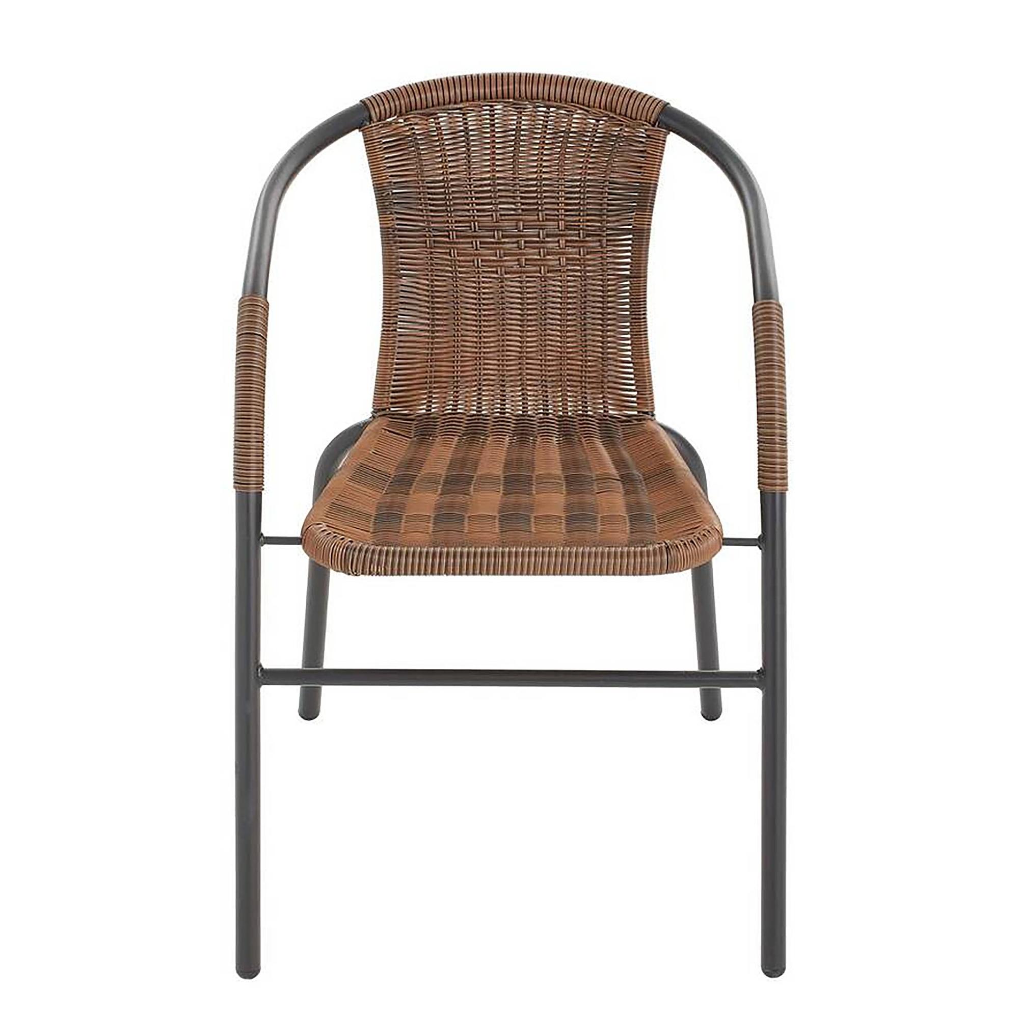 Ronas Garden Chair Set of 2 Iron Polyrattan Grey / Brown 4