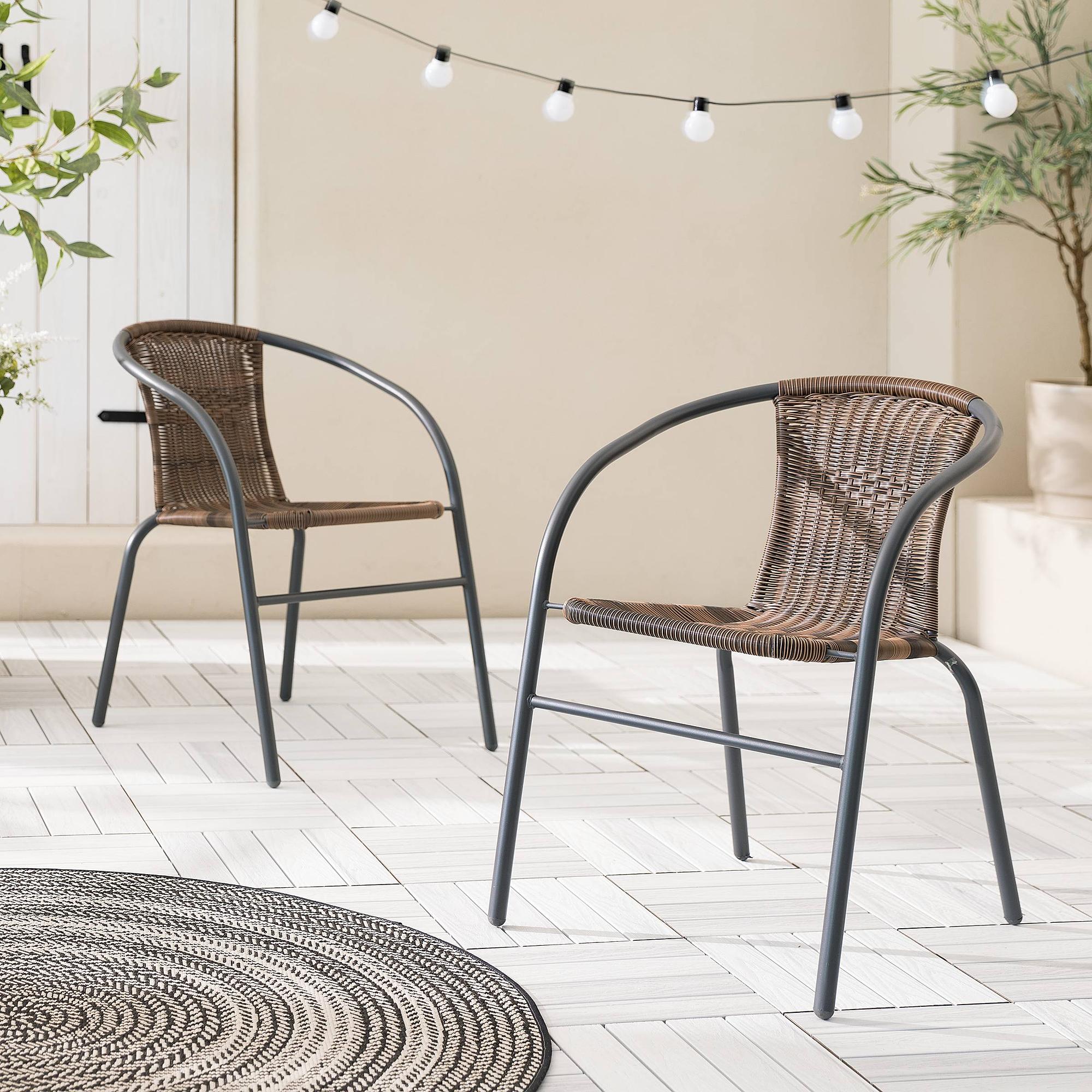 Ronas Gartenstuhl 2er-Set Eisen Polyrattan Grau / Braun 0