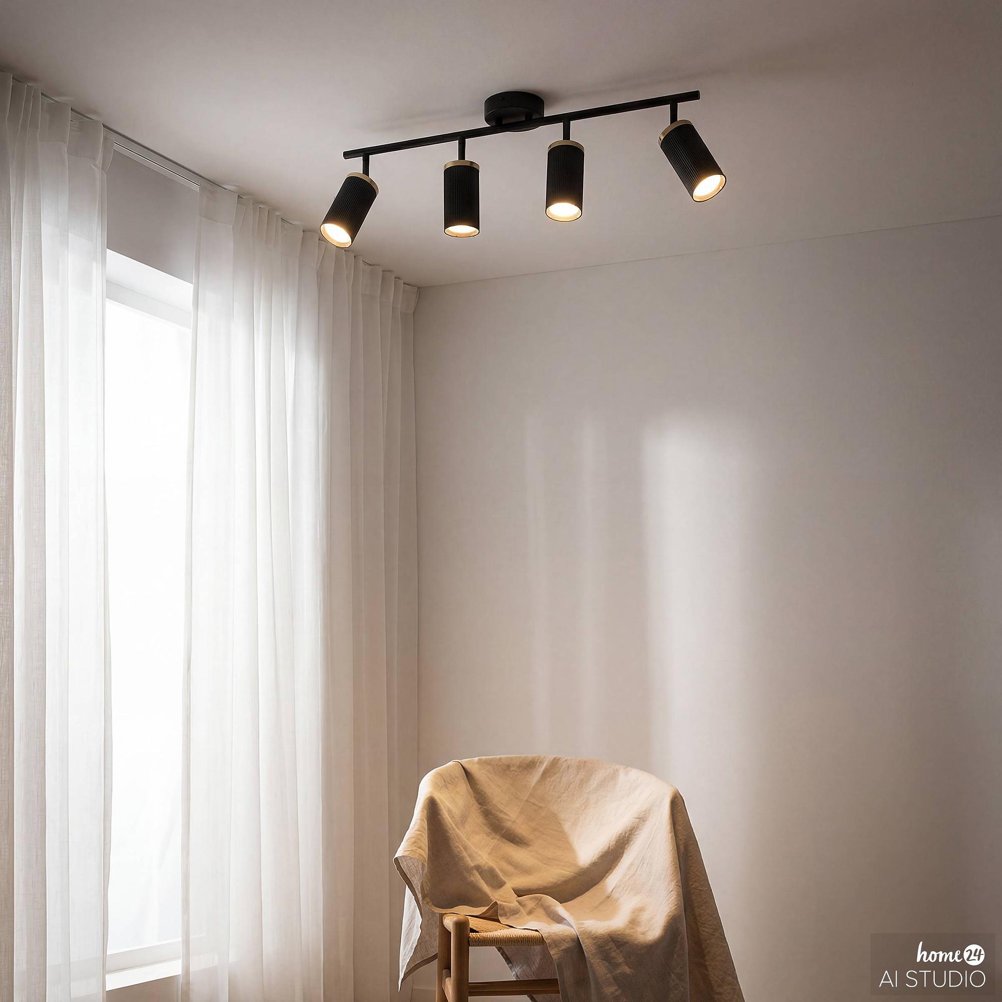 4-light ceiling lamp URS iron black brass 4