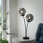 2-Light Big Widow Table Lamp Smoked Glass Iron 3