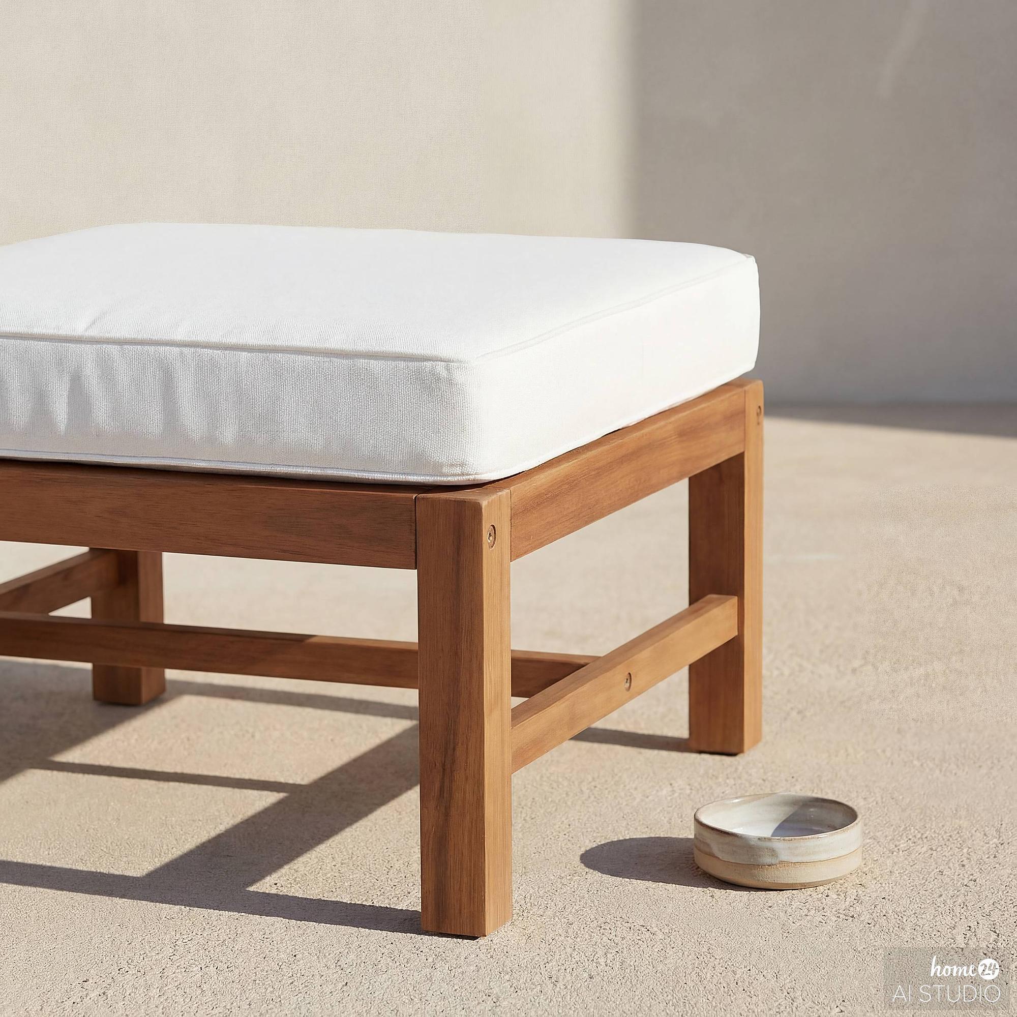 Loungehocker Bayton Akazie Massiv Braun Beige 3