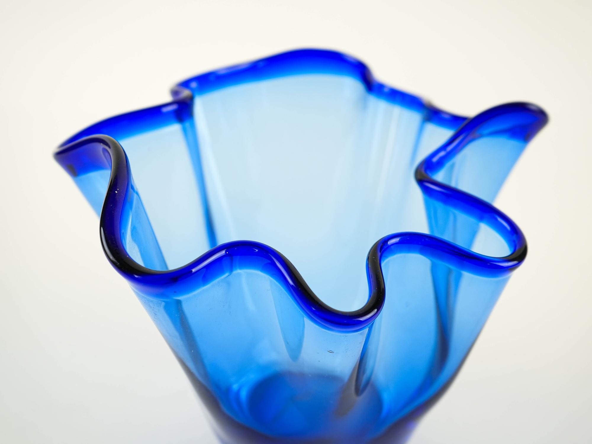 Tulip Vase Cobalt Blue 1970s 5