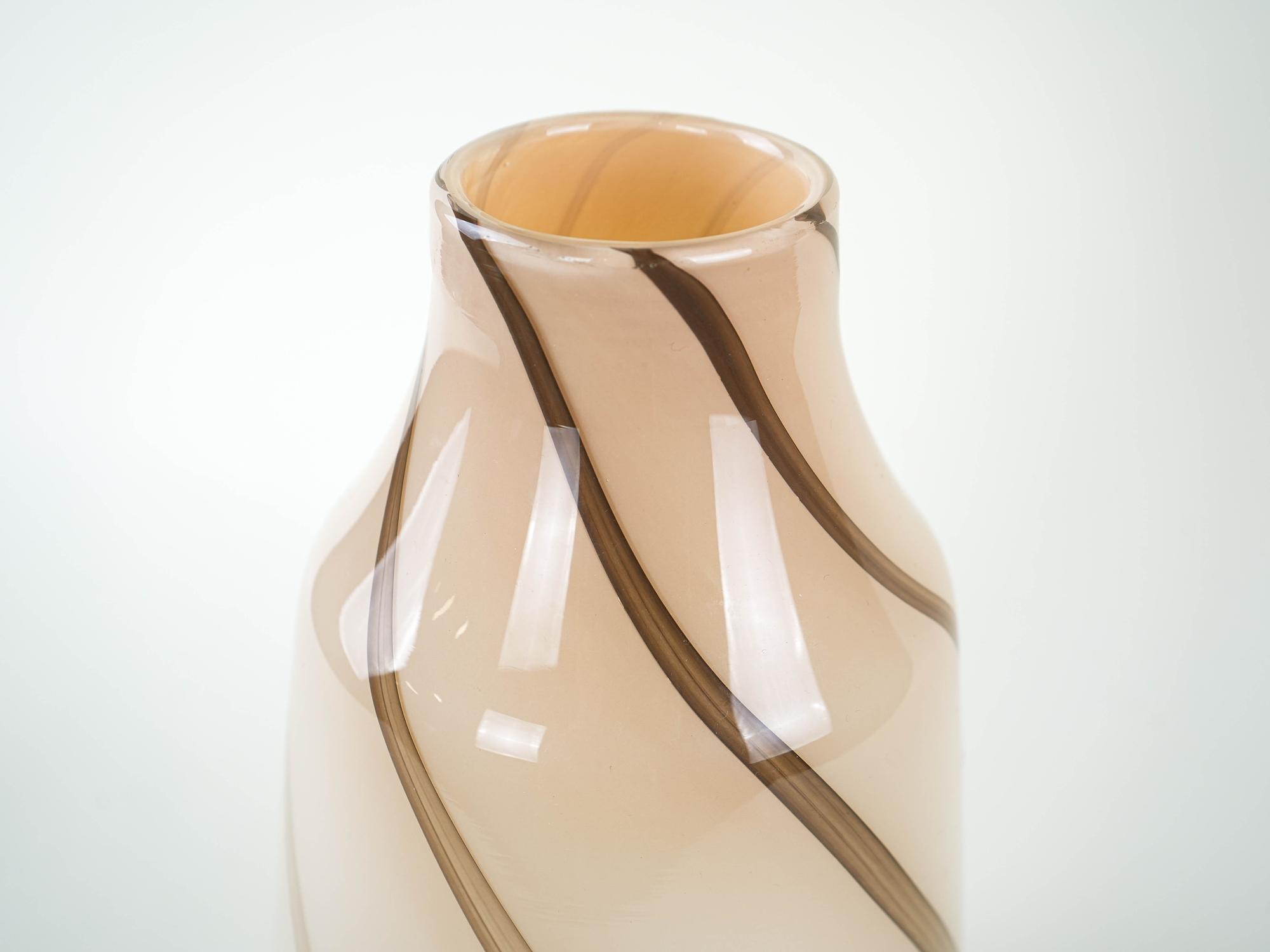 Glass Vase Beige 1970s 6