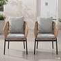 Ruvo Garden Chair Set of 2 Polyrattan Woven Fabric Brown Grey 0