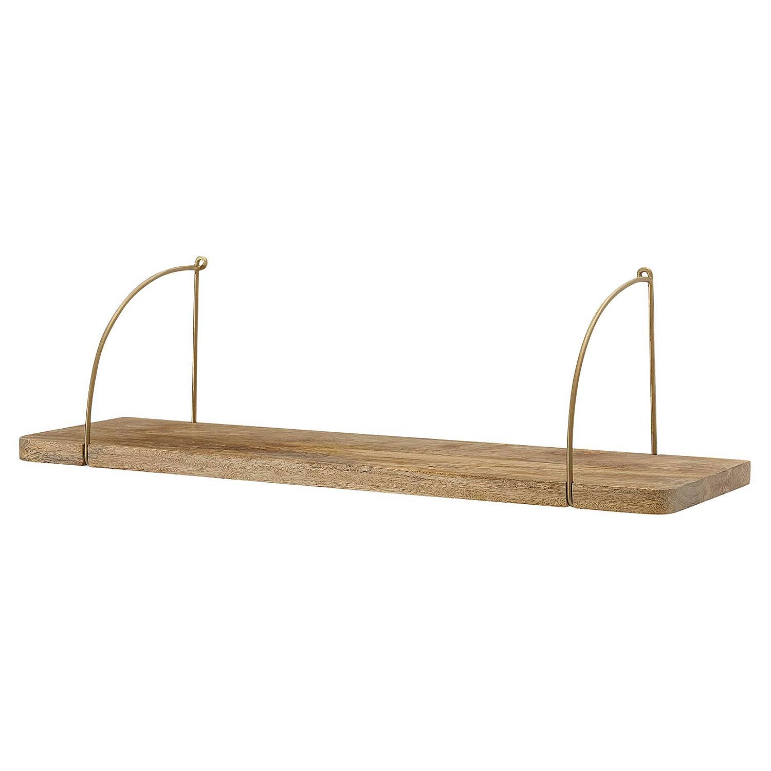 Fusine Wall Shelf Mango Wood Solid Iron Brown Gold 0