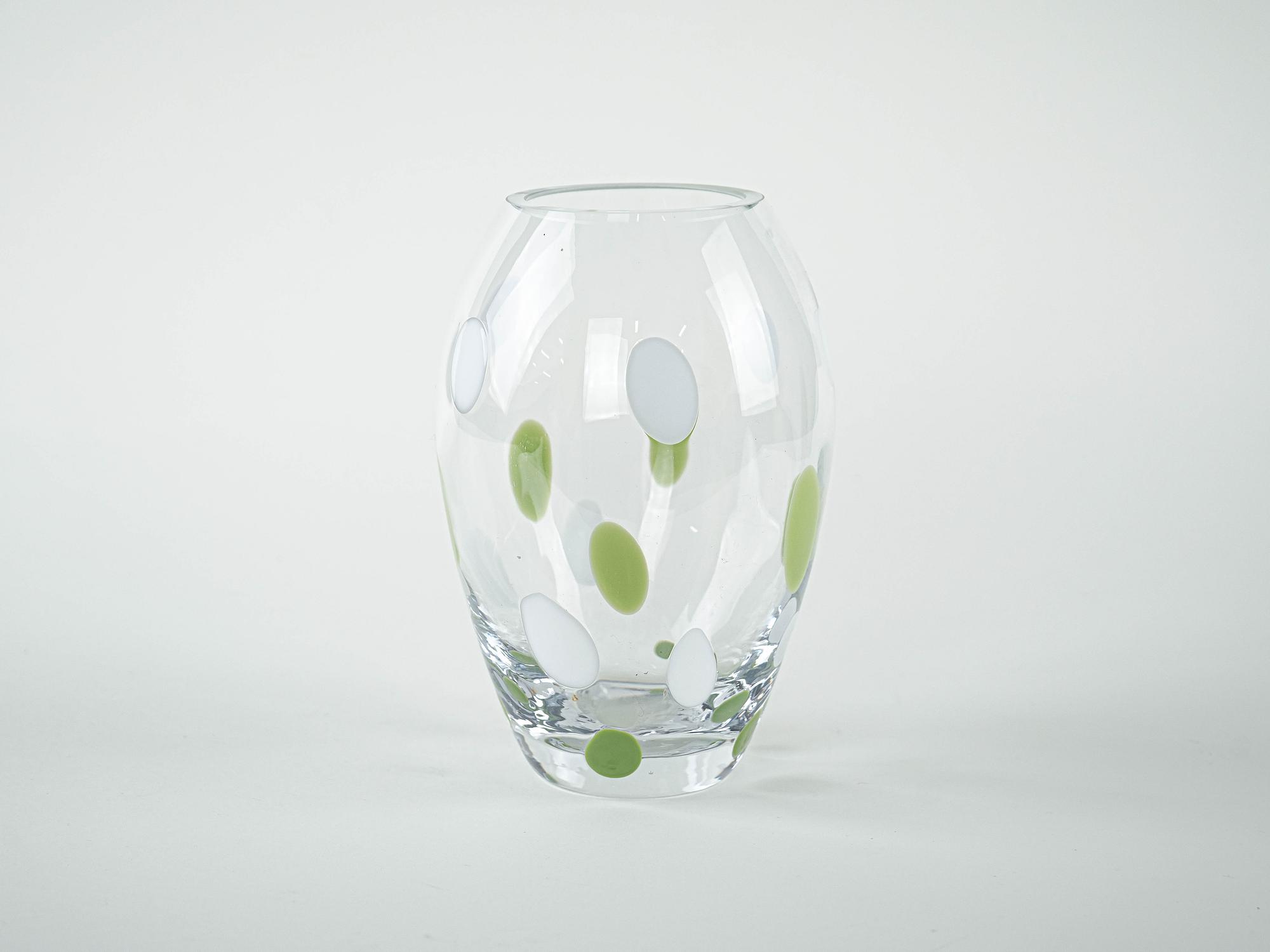 Glass vase with dots 1970s 1
