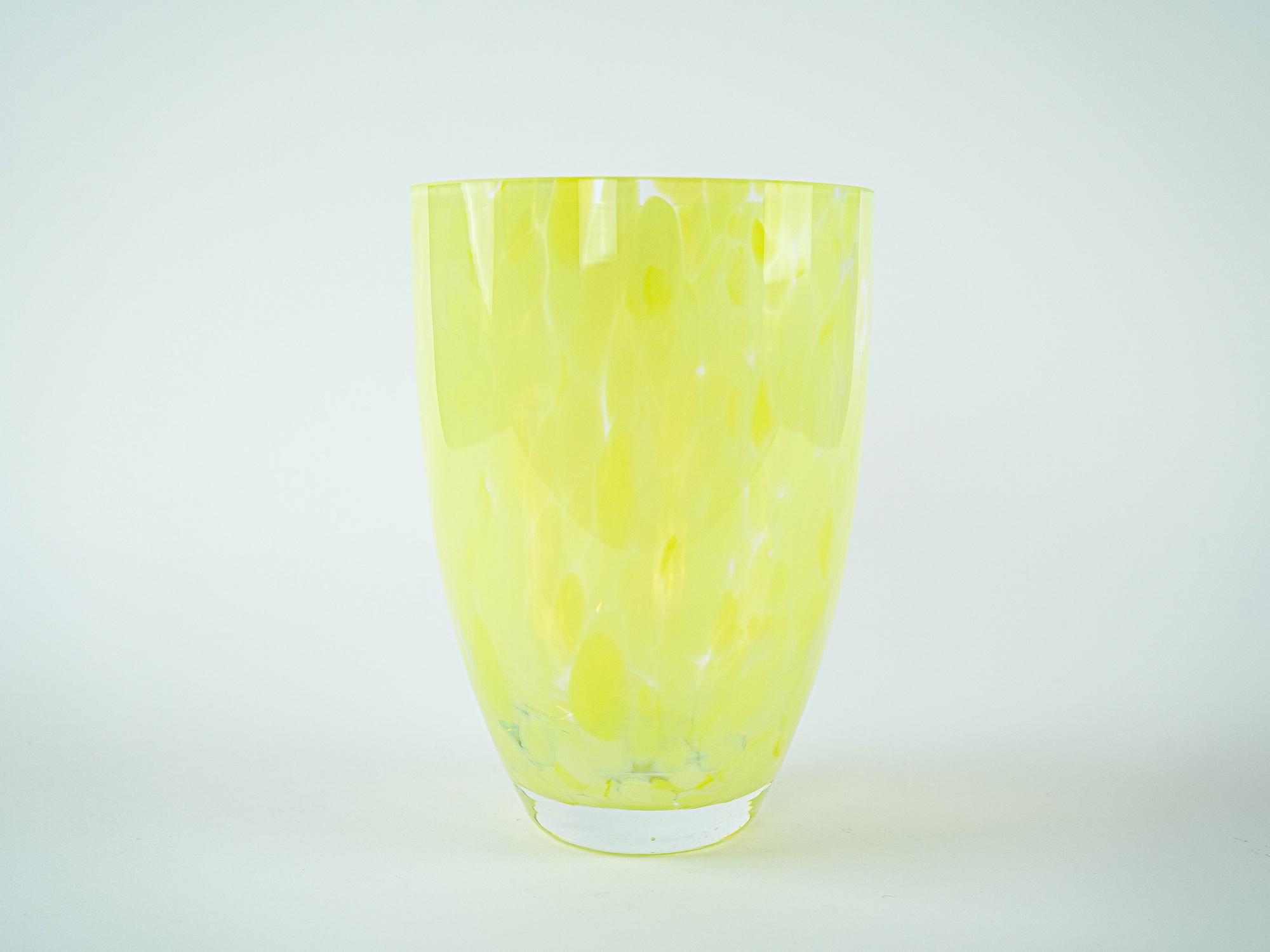 Glass Vase Lemon Yellow 1970s 5