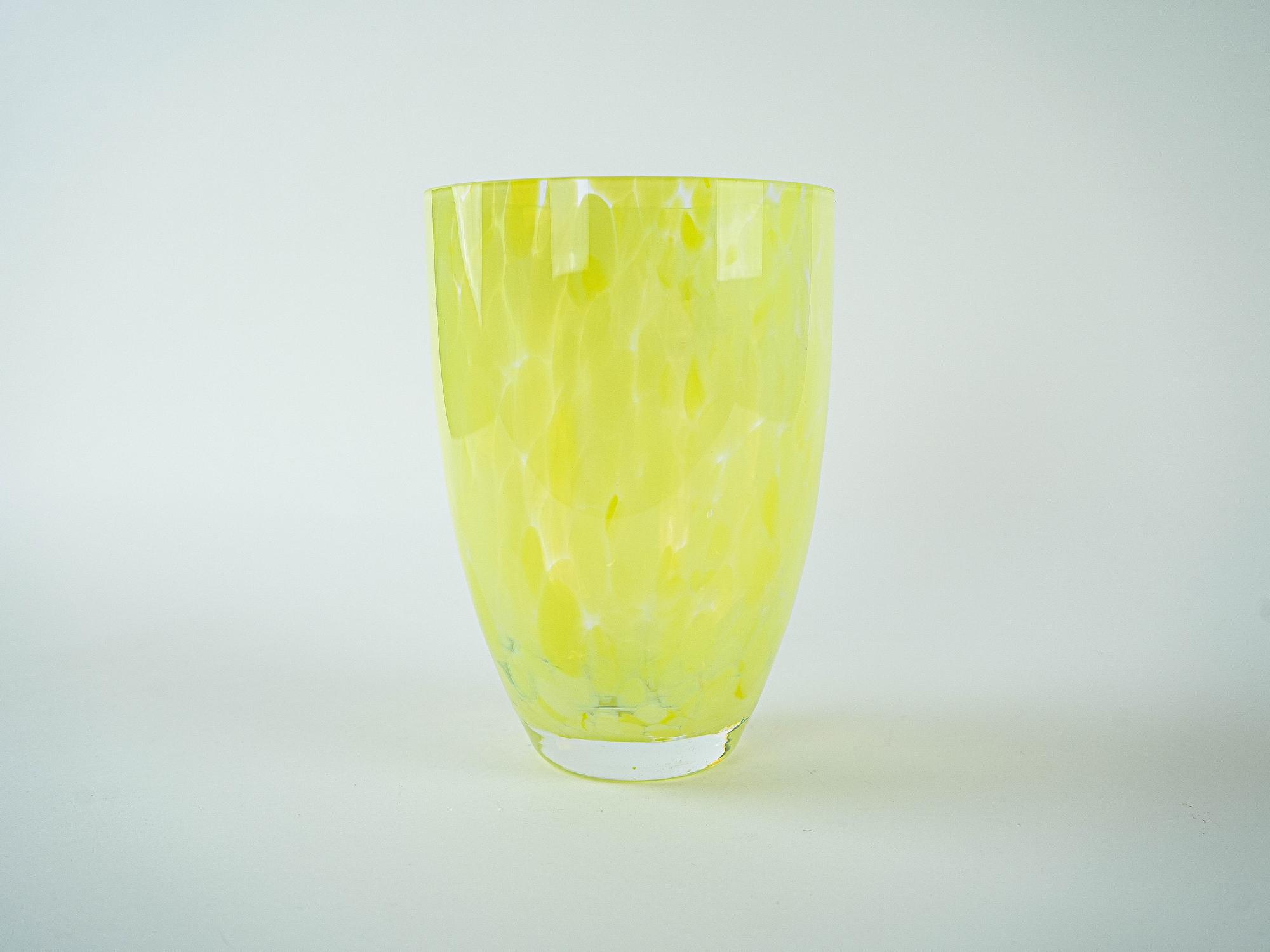 Glass Vase Lemon Yellow 1970s 7