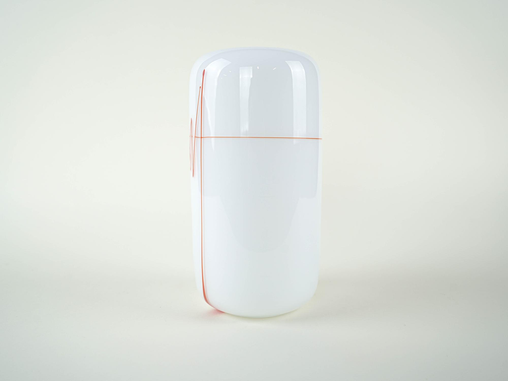 Vase Matte Glass White Red 1970s 5