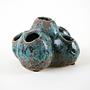 Flower Frog Vase Ceramic Turquoise 1960s 5