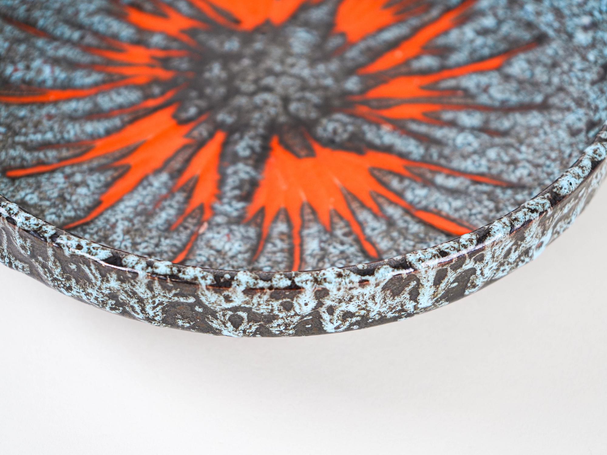 Decorative plate ceramic turquoise 1960s 7