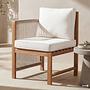 Bayton Dining Chair Acacia Solid Left Brown Beige 3