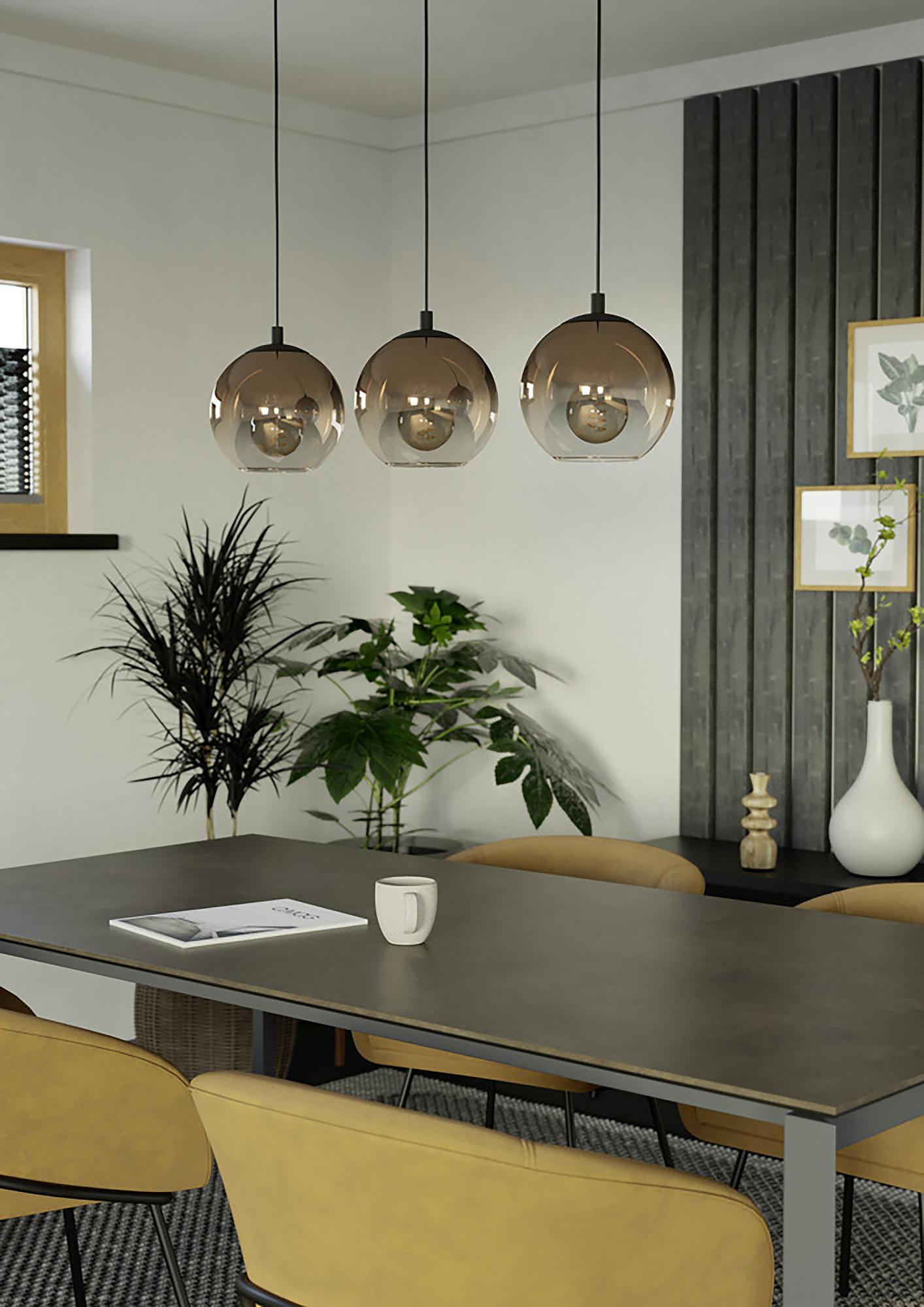 Ariscani Pendant Light Type B 3-Light Smoked Glass Black 2