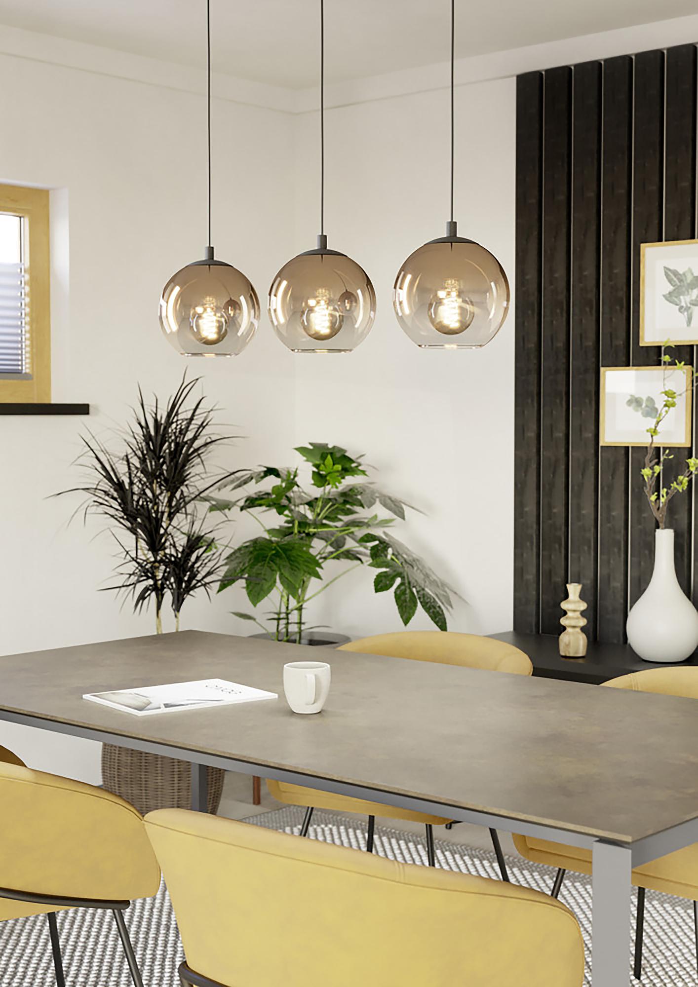 Ariscani Pendant Light Type B 3-Light Smoked Glass Black 3