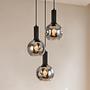 Ardeno Round Pendant Light 3-Light Smoked Glass Black 1