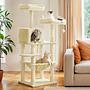 Inuid Cat Scratching Post Wood-Based Material Velvet Beige 2