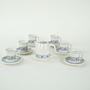 Vintage Tea Set of 13 Porcelain Ivory Blue 1970s 2