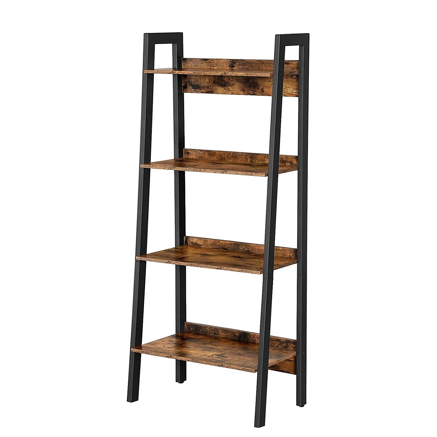 Leesville V Shelf Engineered Wood Brown Black 1
