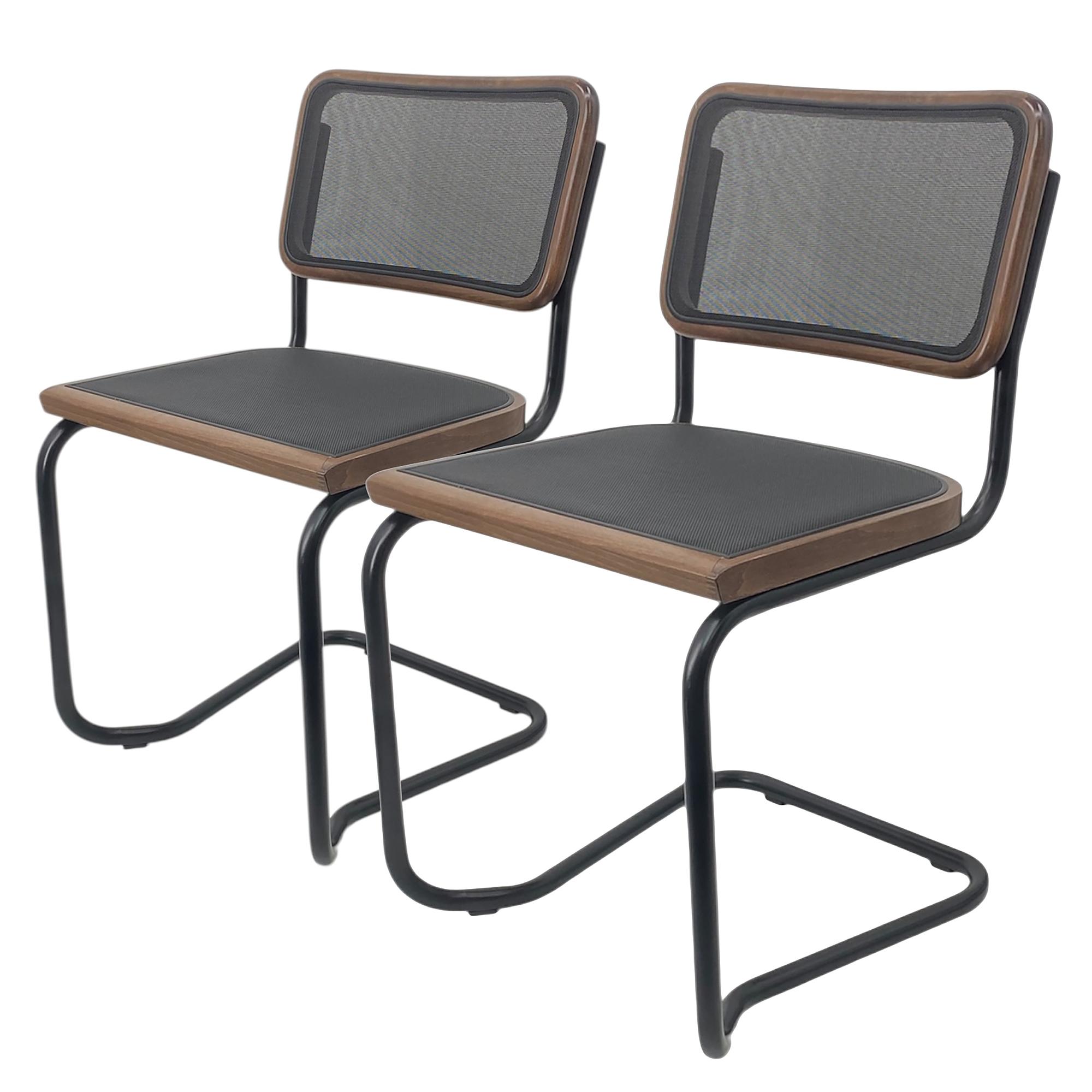 HOLM Cantilever Chair Set of 2 Beech Dark Brown Black 0