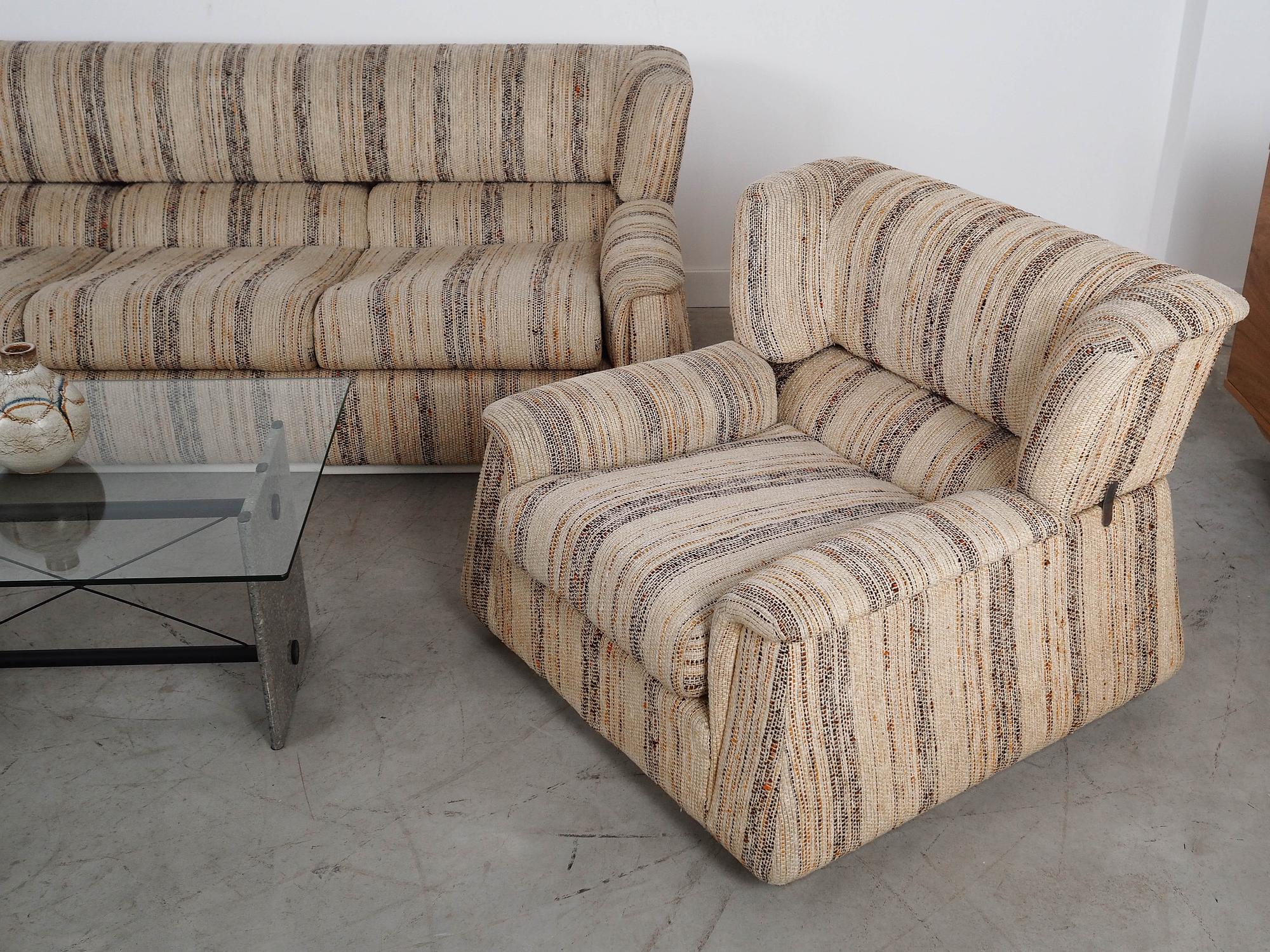 Saporiti Lounge Chair Fabric Beige Wood 1960s 5